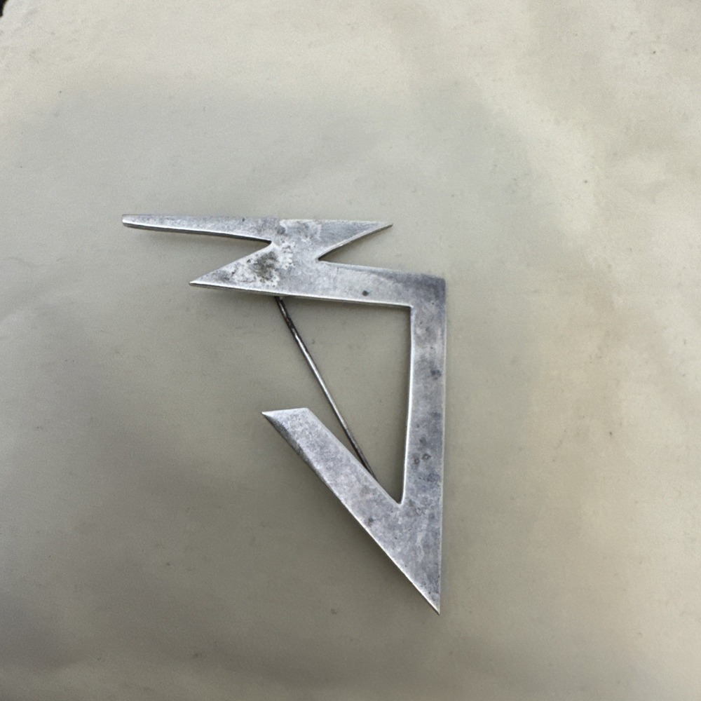 Vintage Sterling Silver modernist geometric lightning bolt brooch 925 PAJ Indon